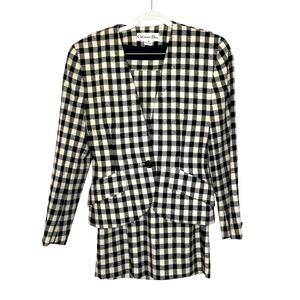 Vintage Christian Dior cream/black checkered skirt‎ suit